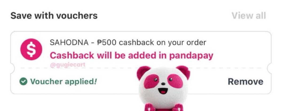 foodpanda vouchers today 🐼

➡️ order here: prf.hn/l/pmlXBdv

‼️ SAHODNA — min ₱999/₱1199, ₱500 cashback! 
🧋 EATNA — min ₱199+, ₱100 off kfc, max's, uncle john's, tealive, wendys, coco, chatime, greenwich, eats sulit, etc.
🍟 200HUT — min ₱599, ₱200 off pizza hut.