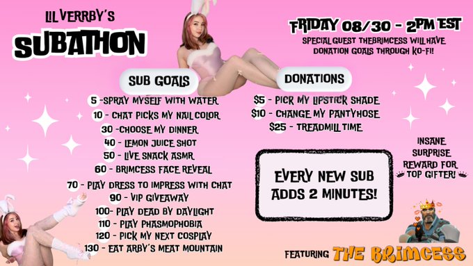 First ever Twitch Subathon - Fri. 8/30 💗 https://t.co/UFdRcT1AfB