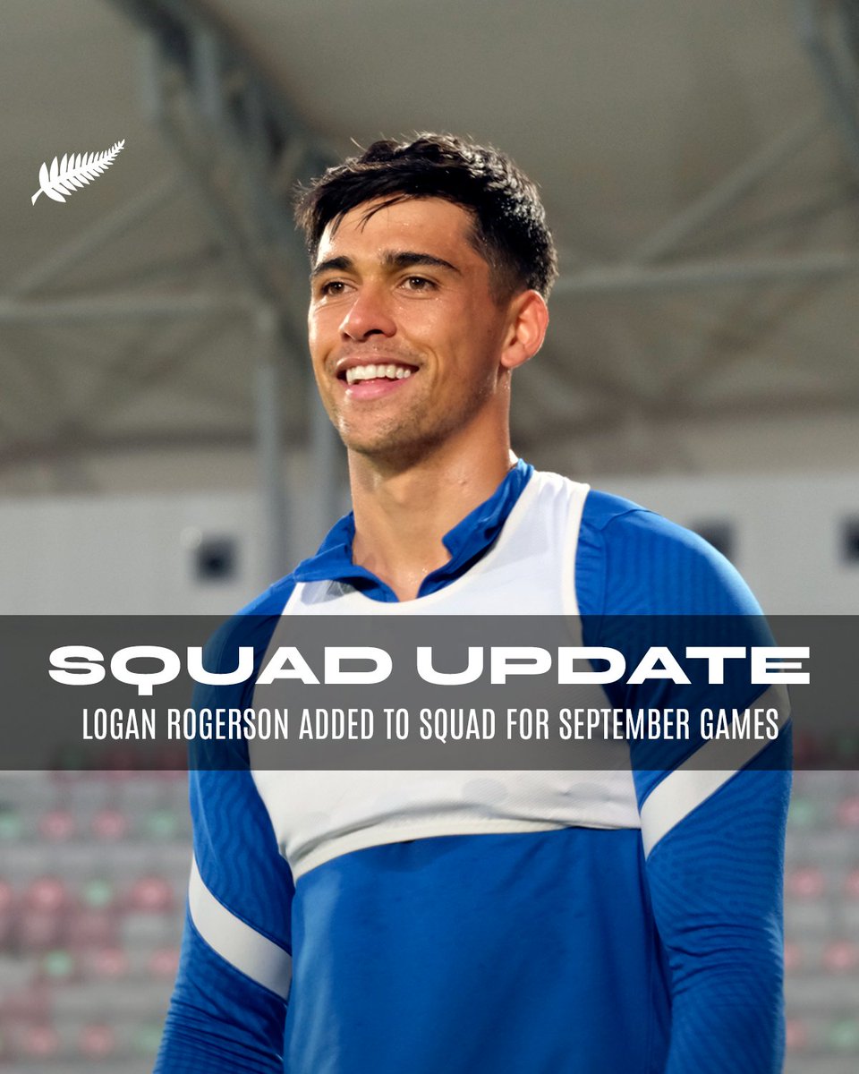 Auckland FC’s Logan Rogerson has been added to the All Whites squad for the games against Mexico and the USA this September.