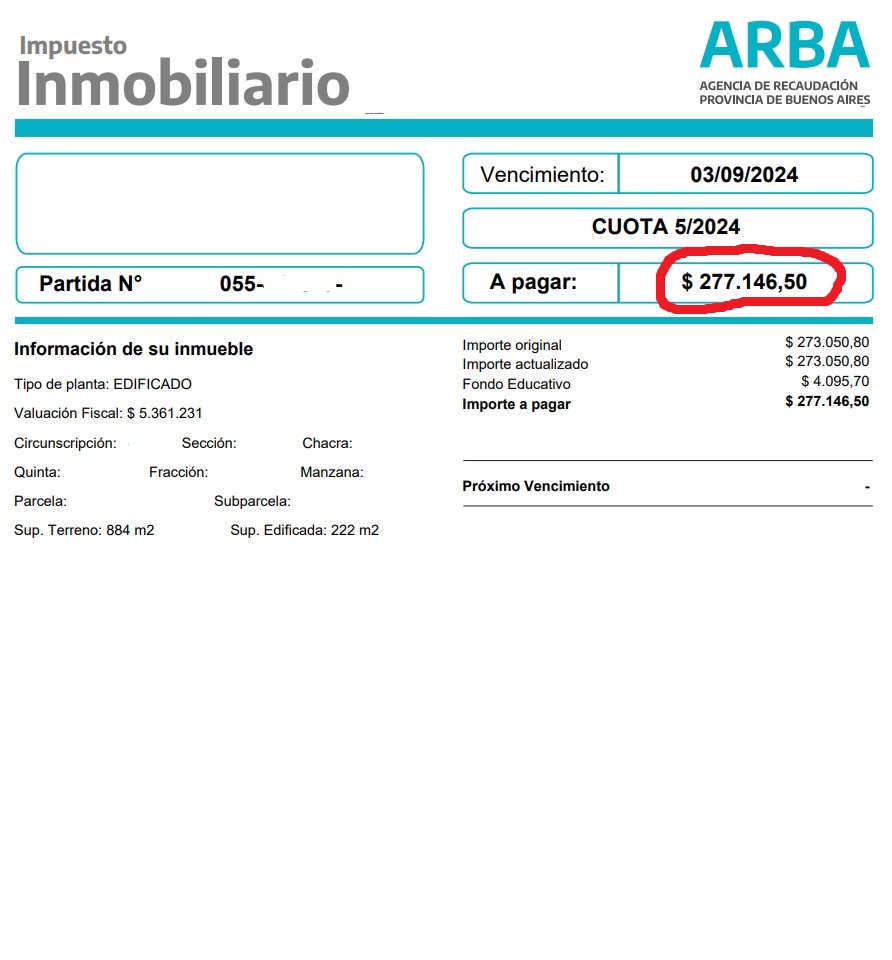 EloyGR's tweet photo. El peor Gobernador de la historia @Kicillofok aumentó el Inmobiliario urbano el 100% en la cuota 5 de este año. Ejemplo del ajuste: Cuota 4, $138.383,70. Cuota 5, $277.146,50. Además, es falso que impacta solo sobre propiedades con valuación de mercado superior a u$s650.000. 1/5 https://t.co/4qp4g2VvvG