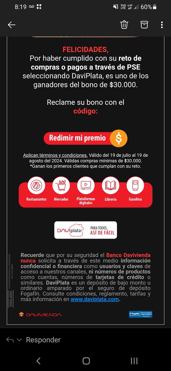 manuelruedatech's tweet photo. @DaviPlata Y donde esta el código pata reclamar el premio? https://t.co/RuDEyUhTWu