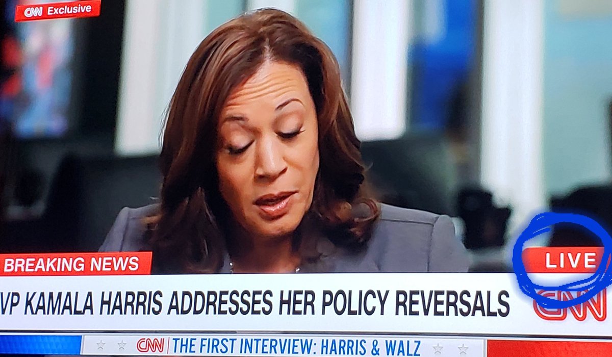GeneralBoomer21's tweet image. Watching this TAPED interview with #Skamala Harris...wtf is this "live" bs, @CNN??