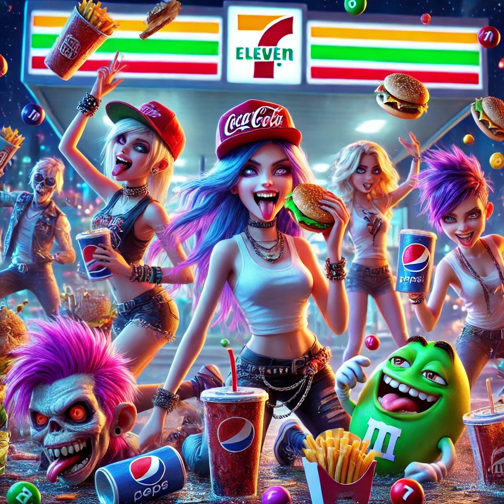 The night is alive with the #junkfoodpunks outside #7eleven 🍔🕺 Neon lights, dancing, and flying snacks - join the party!

✅ junkfoodpunks.com

#nftcollector #NFTdrops #OpenSeaNFT #Cryptopunk #cryptoart #Nftart #NFT #NFTcollectibles #NFTs #fastfoodpunks #crypto #NFTshill
