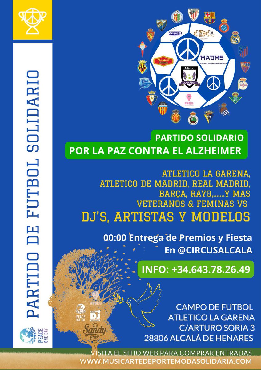 DJSANDYLOVE's tweet image. 21 de septiembre día de la Patri de Alzheimer, conmemora evento en Alcalá de Henares en el club deportivo Atletico la Garena