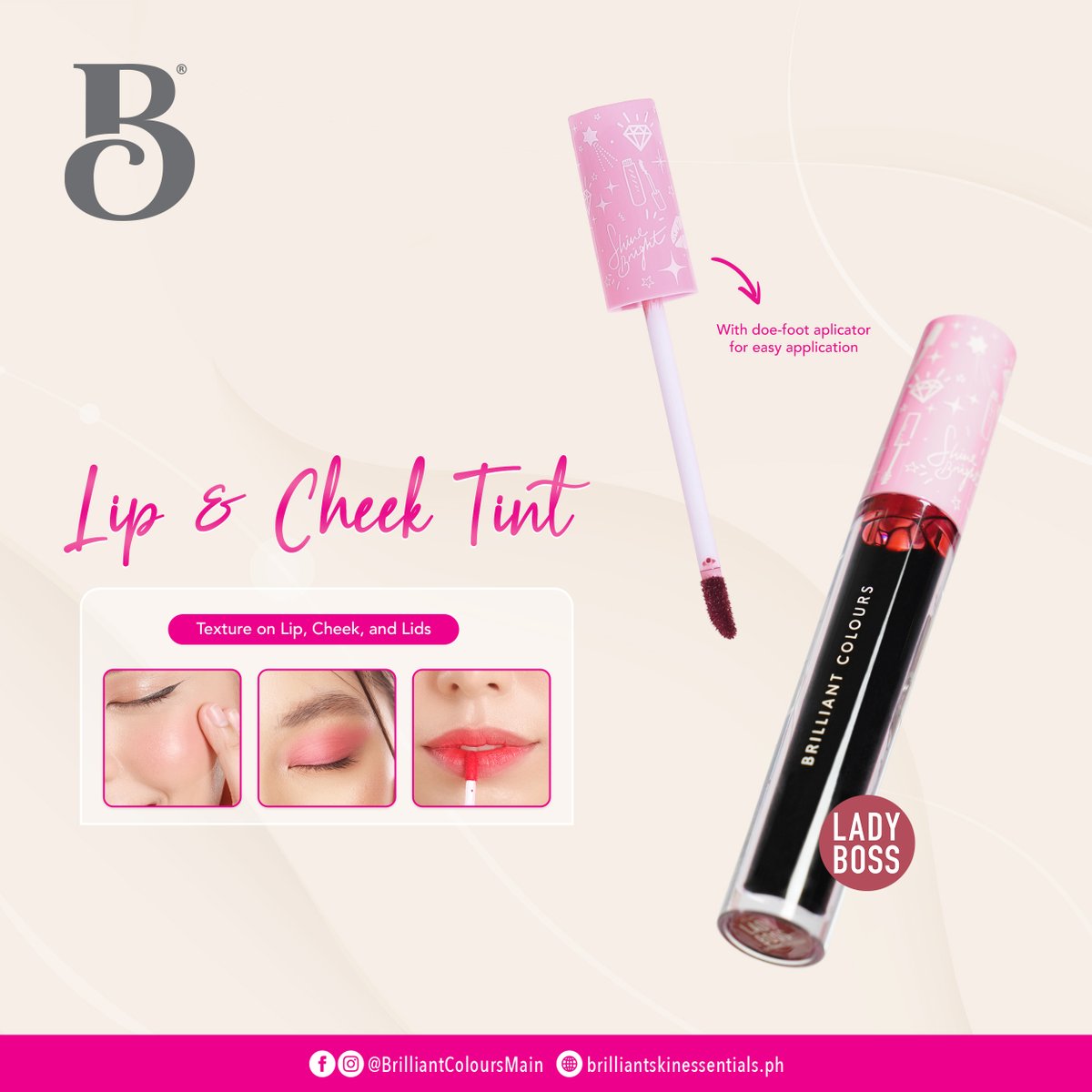 Keep your cheeks glowing and lips plump all day long! 
Achieve a flawless look from cheeks to lips with our tint — easily and effortlessly blendable. 

#BrilliantColours 
#BrilliantSkinEssentials
