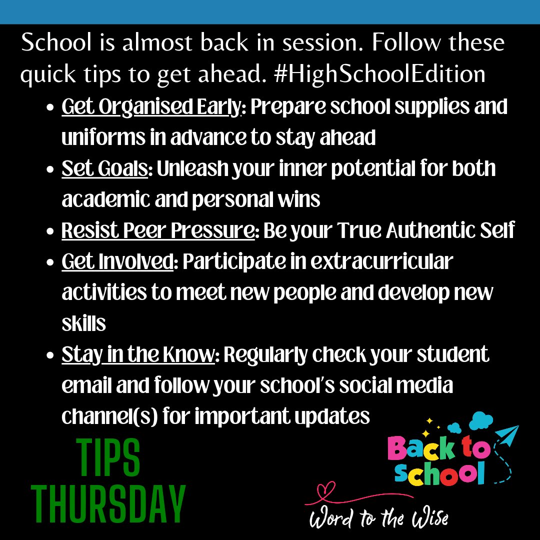 ChevonTurnbull's tweet image. #WordToTheWise #TipsThursday #HighSchoolEdition