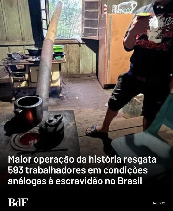 Não conseguirei dar um boa noite tranquila. Acabo de ler matéria no <a href="/brasildefato/">Brasil de Fato</a> que quase 600 pessoas foram libertas em condições análogas a escravidão. Isso agora! Ano de 2024 em MG, SP, PE e DF.  Estamos falando de mulheres e homens, negras e negros, vivendo em trabalhos