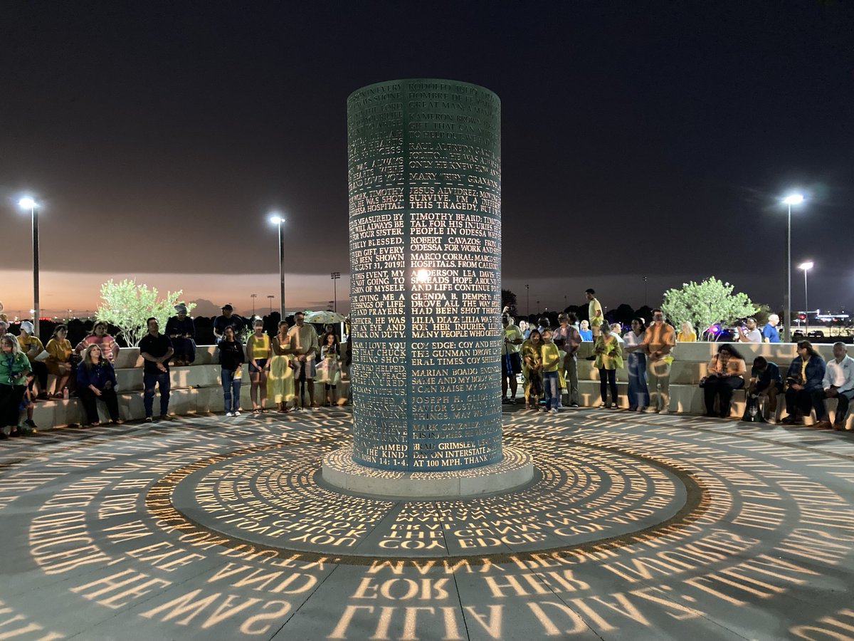 Bright Star memorial all lit up.