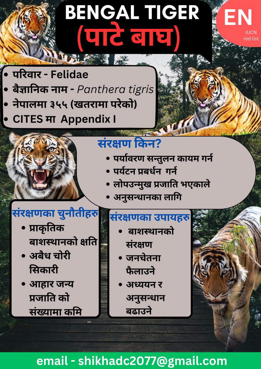 A digital 'conservation poster' designed by a trainee (Ms. Shikha Dangi) of the Wildlife Research Techniques Training as part of their online internship ! #WildlifeReseachTechniquesTraining2023 #Online #Internship #FONNepal