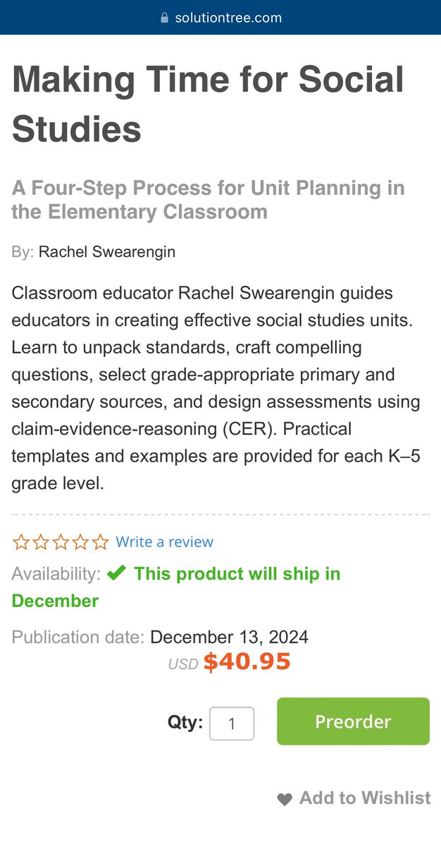 I am so excited to officially announce that my instructional book for elementary teachers “Making Time for Social Studies” is now available for preorder! Hopefully the cover design will be ready soon! You can find it at <a href="/SolutionTree/">Solution Tree</a> or on Amazon.