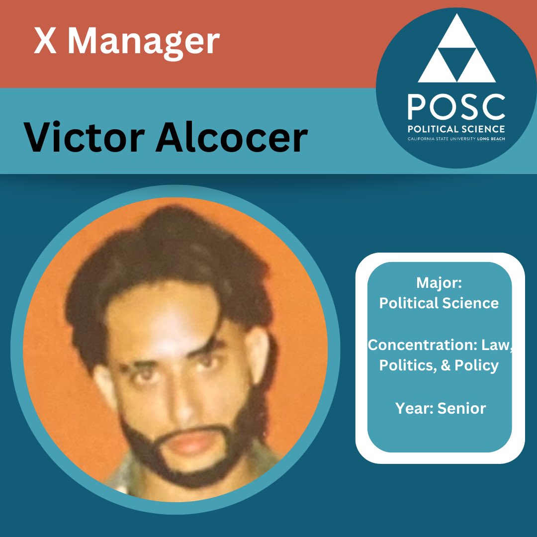 csulbposc's tweet photo. Hey, everyone !

My name is Victor Alcocer, and I will be managing the CSULB Department of Political Science’s Twitter/X this semester.

I'm looking forward to sharing different resources and job opportunities/internships within the department. GO BEACH ! 🌊🌊 

#CSULB #Posc https://t.co/hpgkTaXWI9