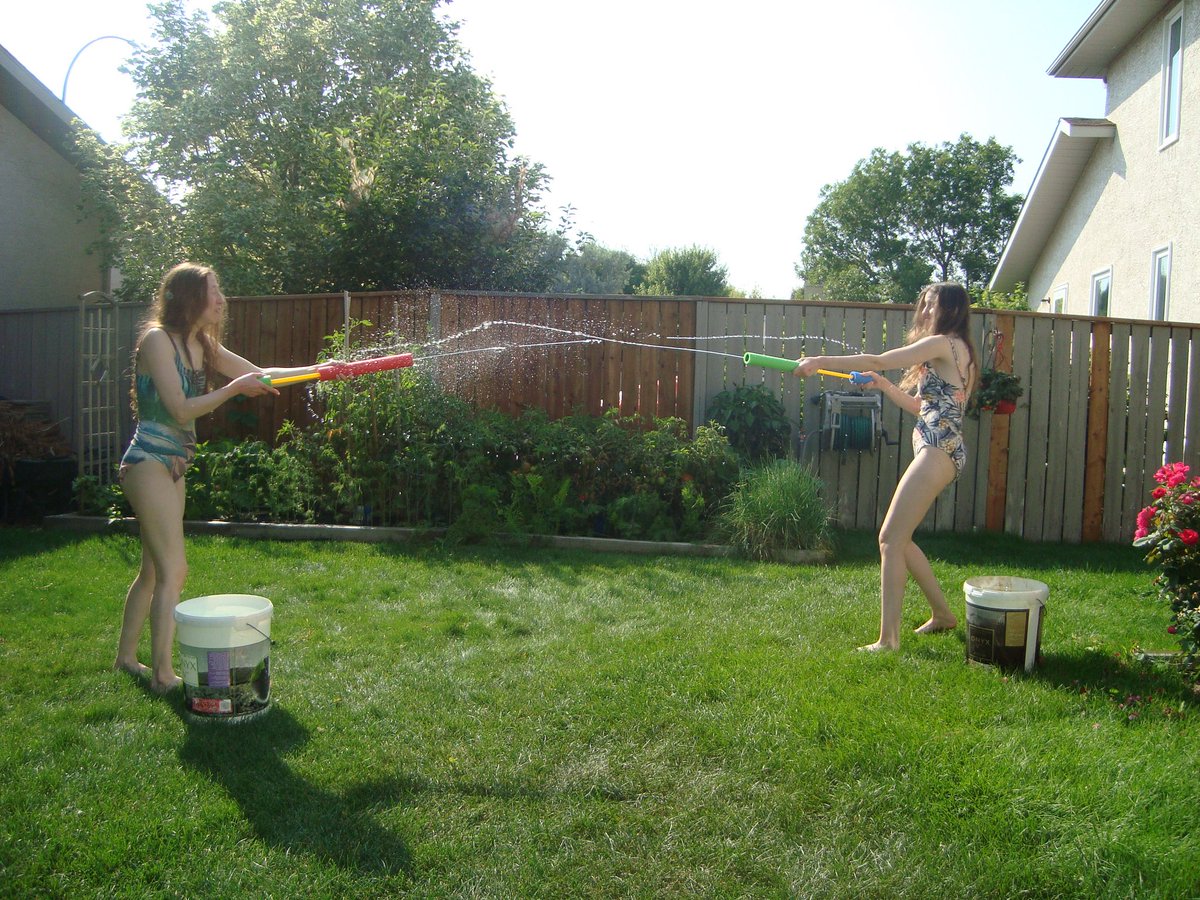lisagoudy's tweet photo. “What time is it? Summertime!” Throwback Thursday to more fun August adventures with @sheldon_spock1! #summerfun #sistersquad #summerheat #sprinklers #basketball #soccer #eatingoutside #watergunfun #soexcited #sistersmakethebestfriends #homegrownveggies https://t.co/Fn8HIpSaHs https://t.co/OANd7MO496