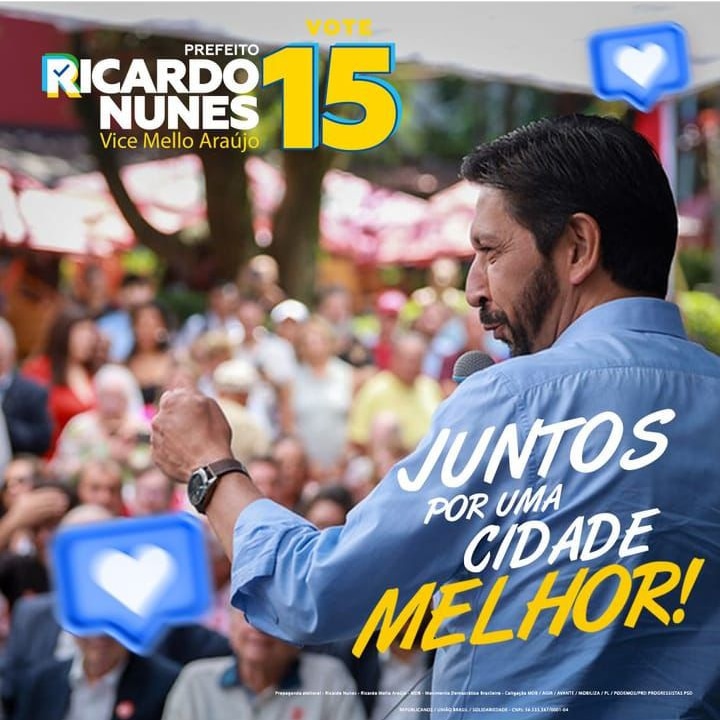 A cidade de São Paulo vai continuar sendo tomada por prosperidade e progresso nos próximos 4 anos com a gestão Ricardo Nunes! São Paulo vai #NUNESTAR !