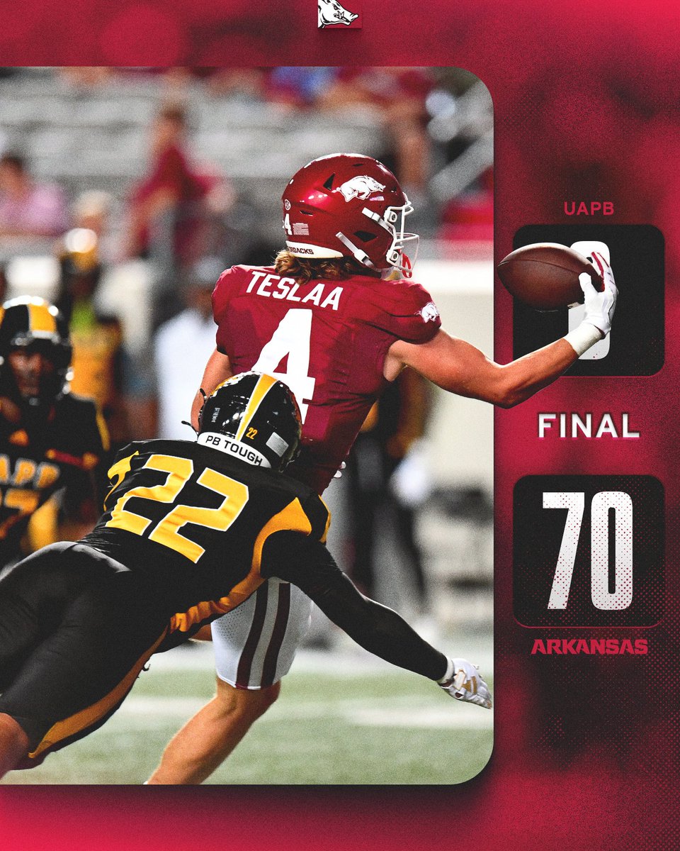 RazorbackFB's tweet image. Hogs by 70