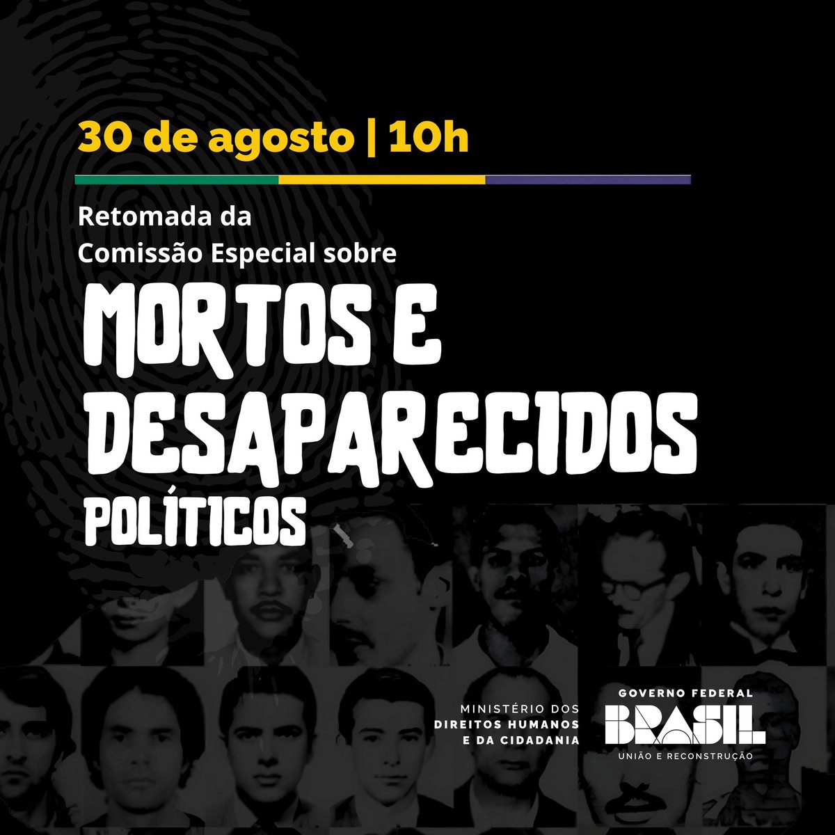 Amanhã (30/08) é um dia especial! Dia de celebração da democracia e dos direitos humanos! 

O dia Internacional das Vítimas de Desaparecimentos Forçados também ficará marcado na história da democracia brasileira como o dia da retomada da Comissão Especial Sobre Mortos e