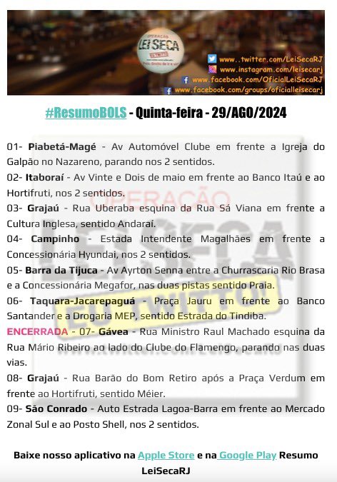 #RESUMOBOLS até 0:00 com 08 informes. Confiram em todos os nossos canais e na imagem abaixo. Veja o resumo completo no link abaixo. 
leisecarj.rio.br/single-post/re… #BOLS