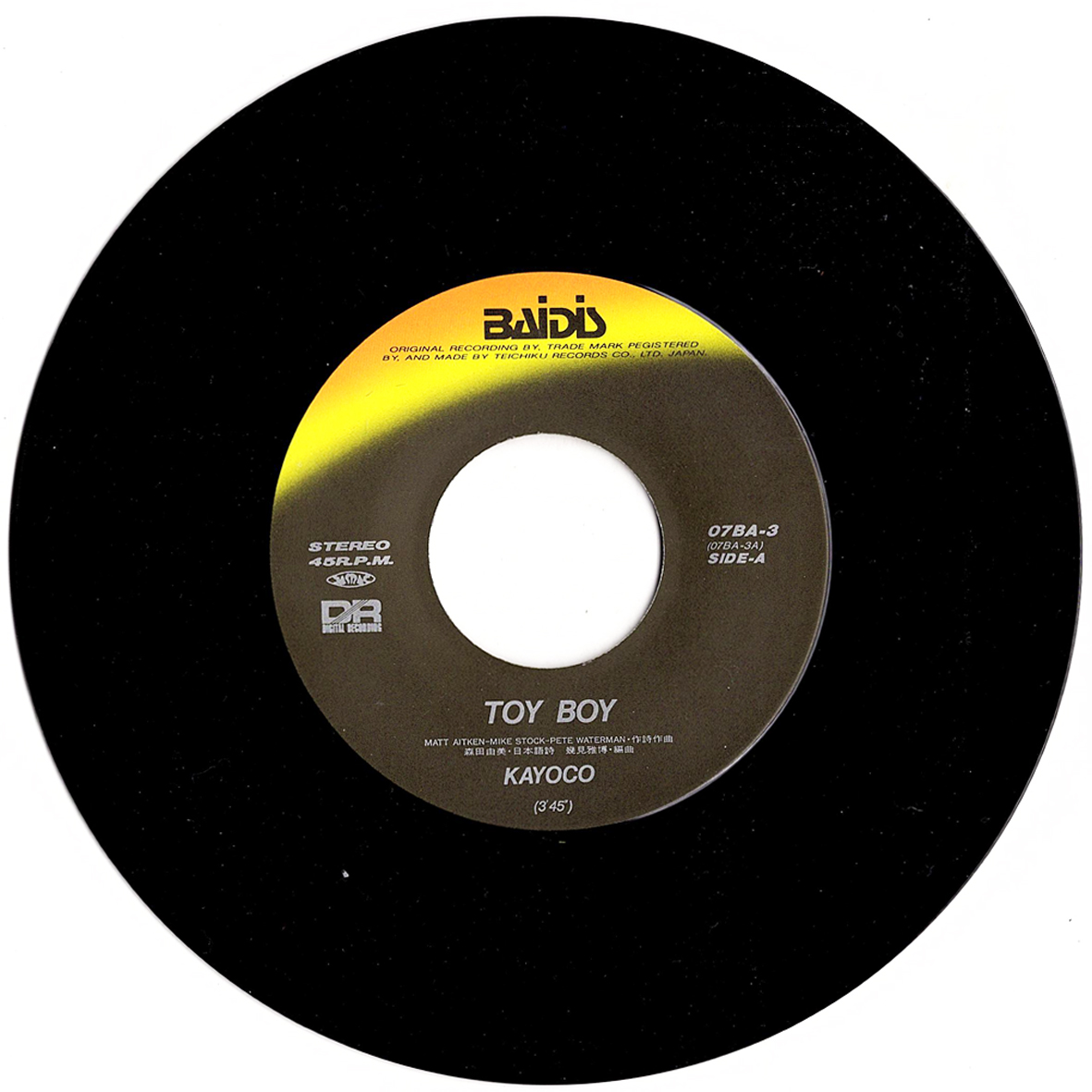 Devine_Records_'s tweet photo. 店頭追加盤のご紹介です
◆7''/#シングルレコード◆#Kayoco「Toy Boy」Baidis 07BA-3 《1988年》 c/w:「(Instrumental Version)」 「#シニータ」の同曲 #日本語カバー #ユーロビート #和モノユーロ #EUROBEAT、#和モノDJ
https://t.co/eqvguqePDc #レコード #アナログレコード https://t.co/7pdJHII1UR