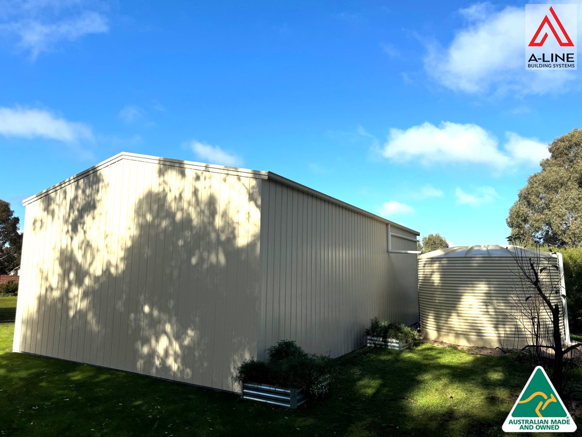 aline_systems's tweet photo. 👉🏼 RHS Framed Enduro Garage.
🔨 12m L x 7m W x 3.6m H, 12.5° roof pitch, with 3 bays.
🎨 COLORBOND steel Classic Cream™ K-Panel Wall Cladding & Corrugated® Roof Cladding. https://t.co/ElCGiTRtjn
#colorbondsteel #bluescopesteel #alinesheds #customsheds #customshed #australianmade https://t.co/XLNRRyrijt