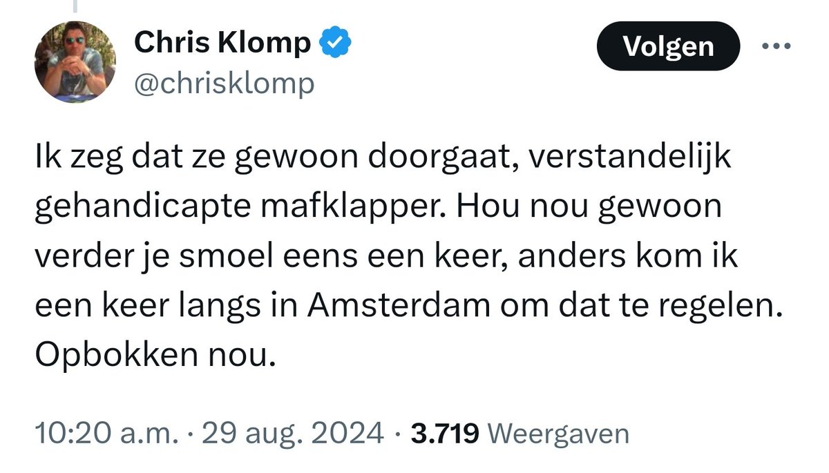 BertvanVondel's tweet photo. Lijkt me best wel een aardige, #sociale #gast die Chris Klomp. Zit totaal geen agressie in. #chrisklomp https://t.co/KhFcQwAGVn