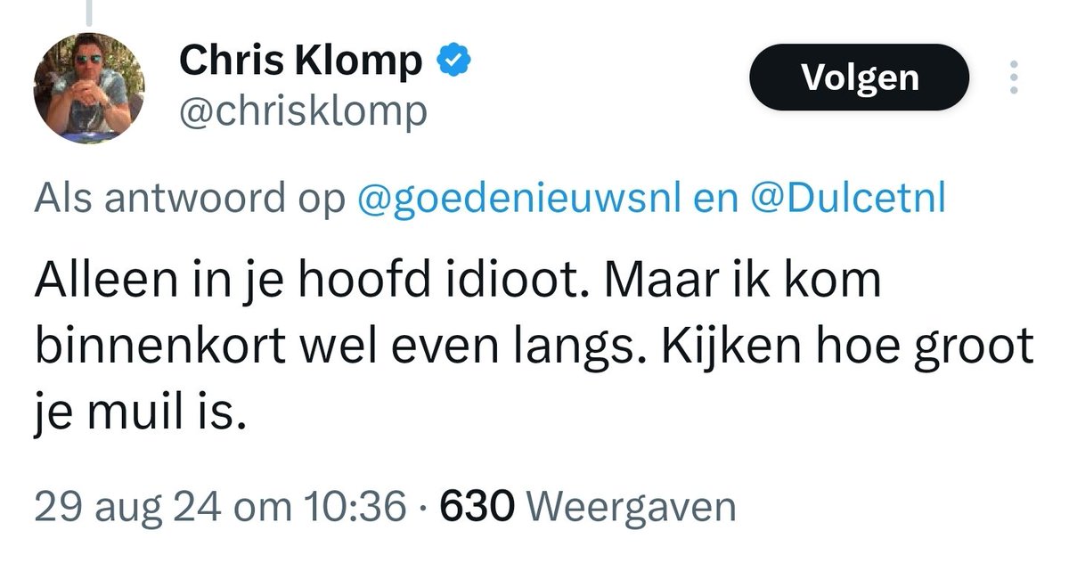 BertvanVondel's tweet photo. Lijkt me best wel een aardige, #sociale #gast die Chris Klomp. Zit totaal geen agressie in. #chrisklomp https://t.co/KhFcQwAGVn