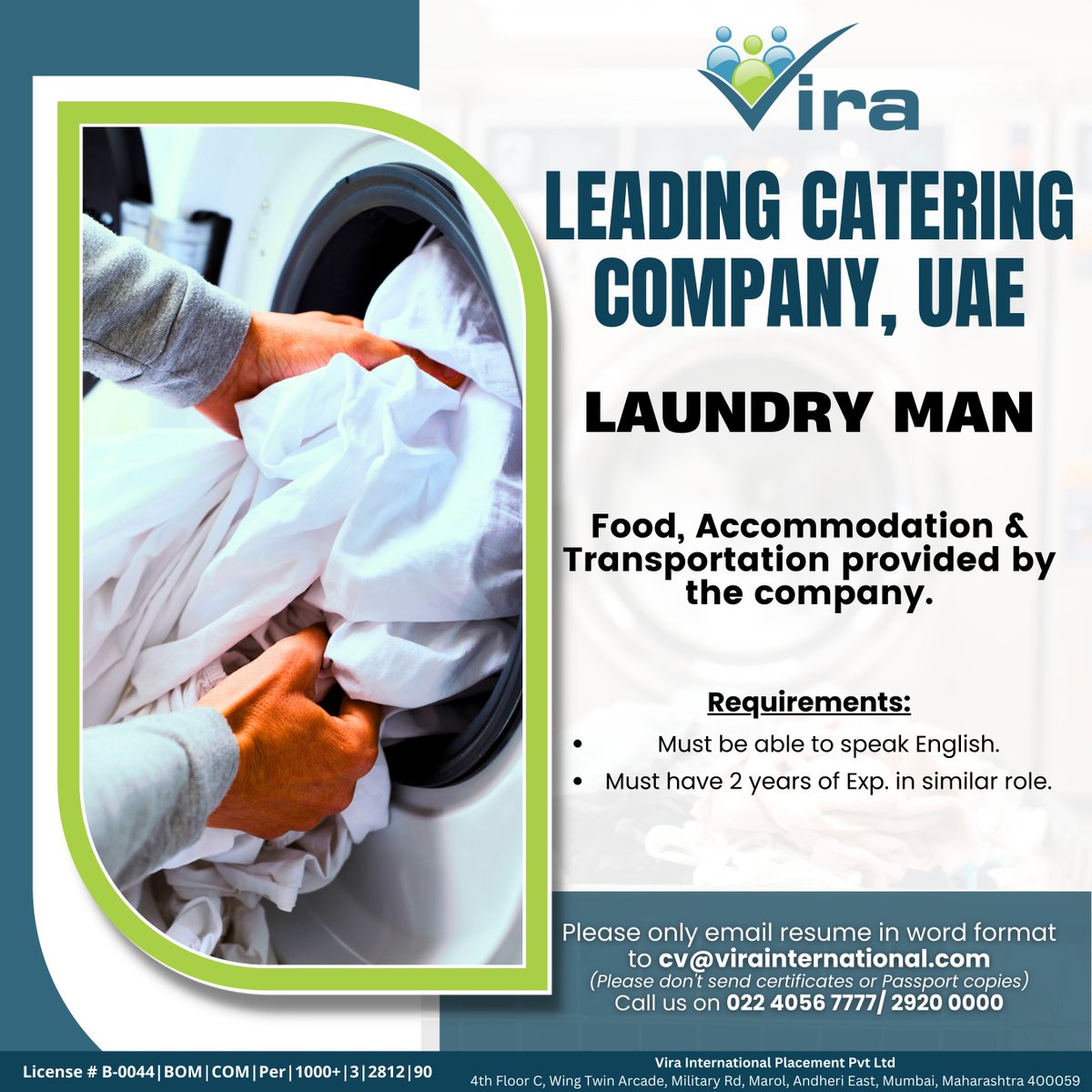 Vira_India's tweet photo. Join the leading catering company in the UAE!
LAUNDRY MAN
We offer food, accommodation, and transportation provided by the company.
#Vira #Hospitality #Vacancy #Opportunity #CampBoss #LaundryMan #Laundry #ApplyNow https://t.co/sHfHj0ptuj