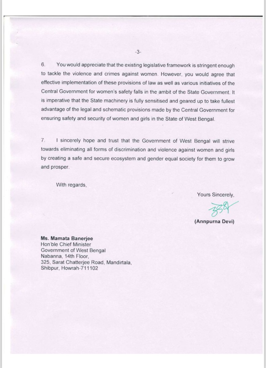 amitmalviya's tweet photo. Mamata Banerjee is a LIAR.

Smt Annapurna Devi, Union Minister of Women and Child Development, responded to West Bengal Chief Minister on 25th Aug 2024.

In her letter, in point 4, she specifically mentions West Bengal Govt NOT setting up even a single Fast Track Court for addressing rape and POCSO related cases. 

Quote

As regards Fast Track Special Courts, it is stated that for expeditious trial and disposal of pending cases pertaining to Rape and Protection of Children from Sexual Offences (POCSO) Act, in a time bound manner, a Centrally Sponsored Scheme (60:40 sharing basis) i.e. Fast Track Special Courts (FTSCs) scheme was launched in October 2019. As of 30.06.2024, 752 FTSCs including 409 exclusive POCSO Courts are functional in 30 States / UTs which have disposed of more than 2,53,000 cases since the inception of scheme. Under the scheme, the State of West Bengal was allocated a total of 123 FTSCs, which included 20 exclusive POCSO Courts and 103 combined FTSCs dealing with both rape and POCSO Act cases. However, none of these courts had been operationalized till mid-June, 2023. The State of West Bengal communicated its willingness to participate in the Scheme vide letter dated 08.06.2023, committing to start 7 FTSCs. Under the revised target, West Bengal has been allocated 17 FTSCs, of which only 6 exclusive POCSO Courts have been operationalized as of 30.06.2024. In spite of a pendency of 48,600 rape and POCSO cases in West Bengal, the State Government has not taken any steps to start the remaining 11 FTSCs. Action in this regard is pending with the state government.

Unquote

It is incumbent on Mamata Banerjee to explain why West Bengal Govt hasn’t done anything for implementing the stringent rules and regulations, which exist for protecting women and girl.

Stop writing letters. ANSWER the questions. You are ACCOUNTABLE.