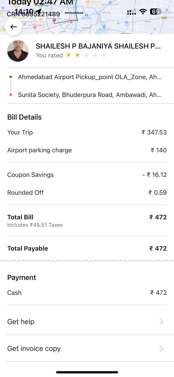 saurbs23's tweet photo. @ola_supports driver has been a nuisance! 
I made the payment twice, both which went through. Now he is not receiving calls and your in app support is pathetic. https://t.co/fXDTAmISwB