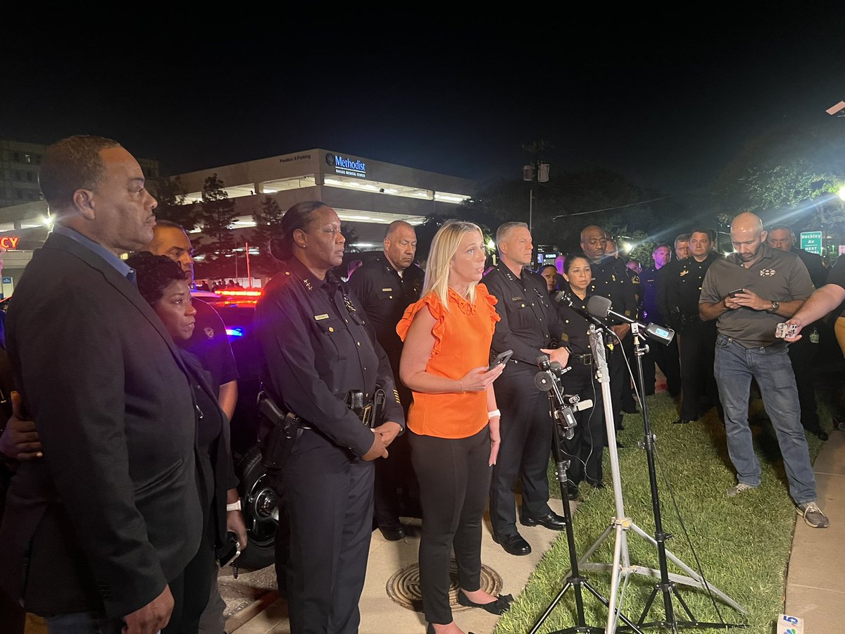 We just got a briefing from Kristin Lowman, spokeswoman for DPD. She confirms an officer was fatally shot tonight and two other officers were wounded — one is listed as stable, and the other is in critical condition.

“Our department is hurting.” <a href="/dallasnews/">Dallas Morning News</a>