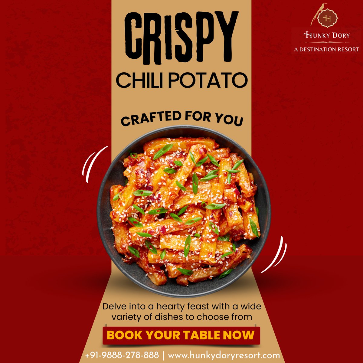 BWhunkydory's tweet photo. Golden, crispy perfection meets a burst of chili goodness. Hunky Dory’s Crispy Chili Potato is the snack that has it all—are you ready for the crunch?

📧 Email: hunkydoryresort@gmail.com

#HunkyDoryResort #Pathankot #chillipotato #Foody #Cravings #InstagramReel #CheesyPeesy https://t.co/yOZP91OPbL