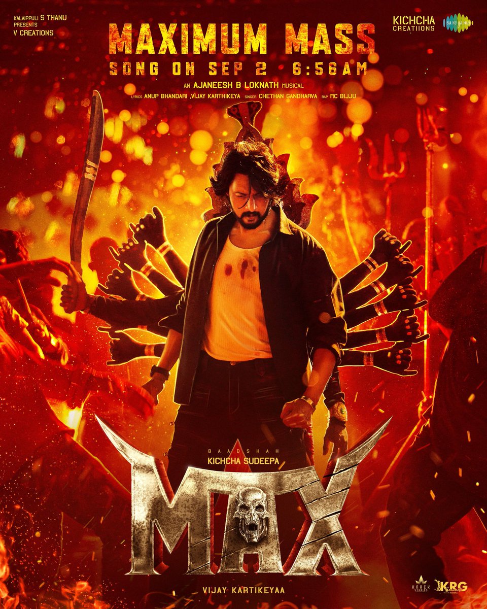 BFK_Banahatti's tweet photo. Baadshah @KicchaSudeep's MAXimum Mass Era begins! 💥🤙

#MAXimumMass: 𝐓𝐡𝐞 𝐟𝐢𝐫𝐬𝐭 𝐬𝐢𝐧𝐠𝐥𝐞 𝐫𝐞𝐥𝐞𝐚𝐬𝐢𝐧𝐠 𝐨𝐧 𝐒𝐞𝐩𝐭𝐞𝐦𝐛𝐞𝐫 𝟐𝐧𝐝 𝐚𝐭 𝟔:𝟓𝟔 𝐀𝐌 !🔥

#MaxTheMovie
@Max_themovie @Kichchacreatiin @vijaykartikeyaa @AJANEESHB @saregamasouth @KRG_Connects https://t.co/pTK4tAFfHU