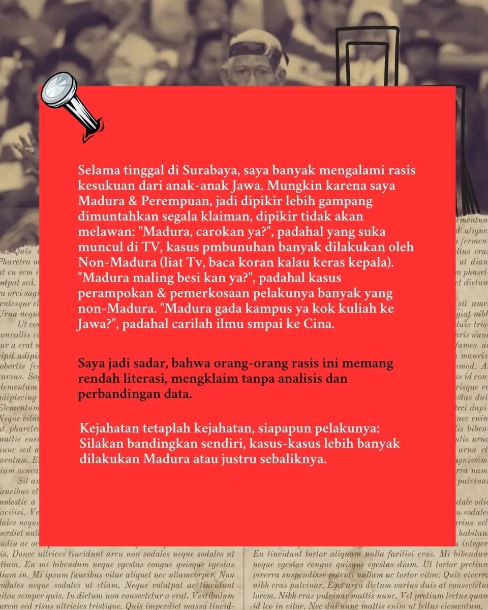 gaets6342's tweet photo. #stoprasiscm
Ada tiga tipe manusia yg sangat merugikan: mereka yg cabul, tidak mau membaca, dan rasis. Sebagai cowo Madura, rasisme sering kali menjadi bagian dari hidup saya.
Tetapi ini jg bkn krn gender, tapi suku saya dimata suku suci🥹 #StopDiskriminasi 
SC: ig @a.nande_
>>> https://t.co/40W74THNj2