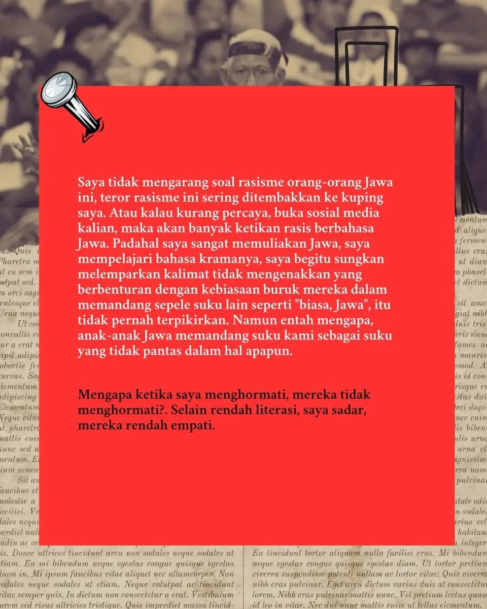 gaets6342's tweet photo. #stoprasiscm
Ada tiga tipe manusia yg sangat merugikan: mereka yg cabul, tidak mau membaca, dan rasis. Sebagai cowo Madura, rasisme sering kali menjadi bagian dari hidup saya.
Tetapi ini jg bkn krn gender, tapi suku saya dimata suku suci🥹 #StopDiskriminasi 
SC: ig @a.nande_
>>> https://t.co/40W74THNj2