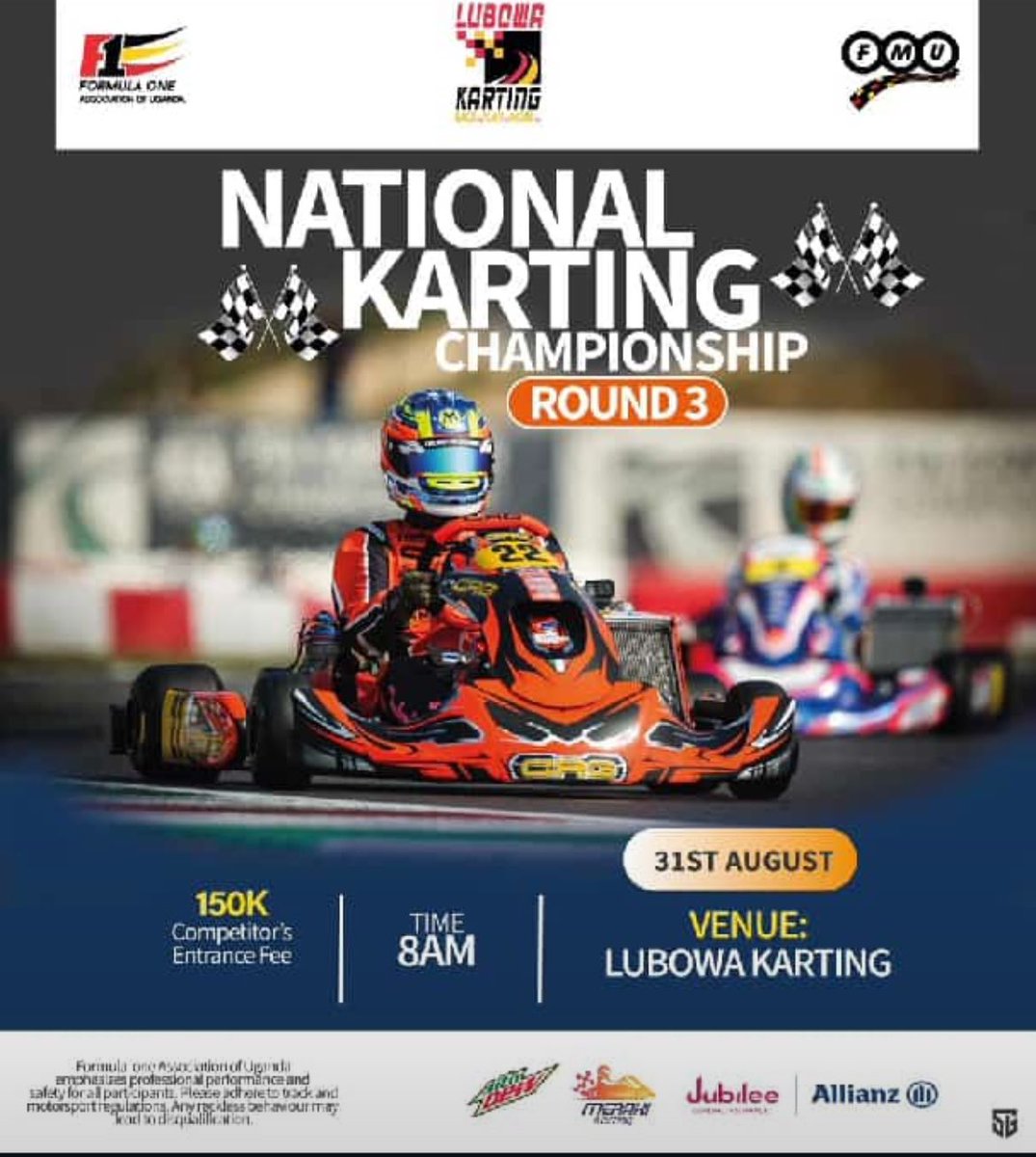 Formulaoneug's tweet photo. Ready for some adrenaline?
Join us tomorrow in Lubowa for an exciting go-karting session.
Bring your friends, race your heart out, and enjoy a day of speed and fun. See you on the track.
#f1UG https://t.co/O3OXoxLIEC