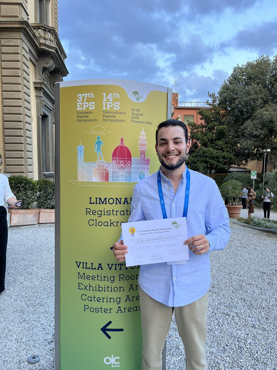 Thrilled to have won the second poster prize at the European Peptide Symposium 2024 in Florence. 🎉 Amazing science and great connections over five fantastic days!