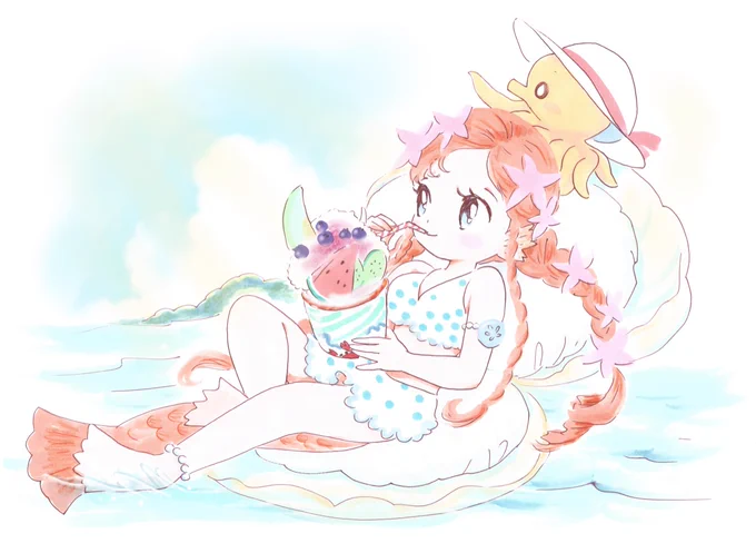 あと暑中見舞いアマビエさんもラブリー展の最終日に出してみますこの画像はパソではみ出しとか修正してあるので本物はちょっとはみ出したりお見苦しい点がいろいろありますビエ 