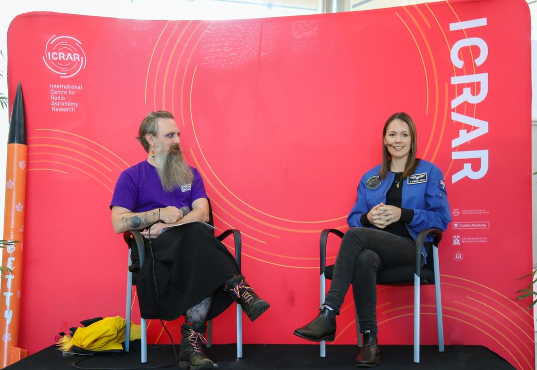ICRAR's tweet photo. We were all excited to host the amazing Katherine Bennell-Pegg at The University of Western Australia node of ICRAR today. It was fantastic to hear about becoming Australia's first astronaut and her thoughts on encouraging our next generation into STEM and toward the stars! https://t.co/U7LCuvupv3