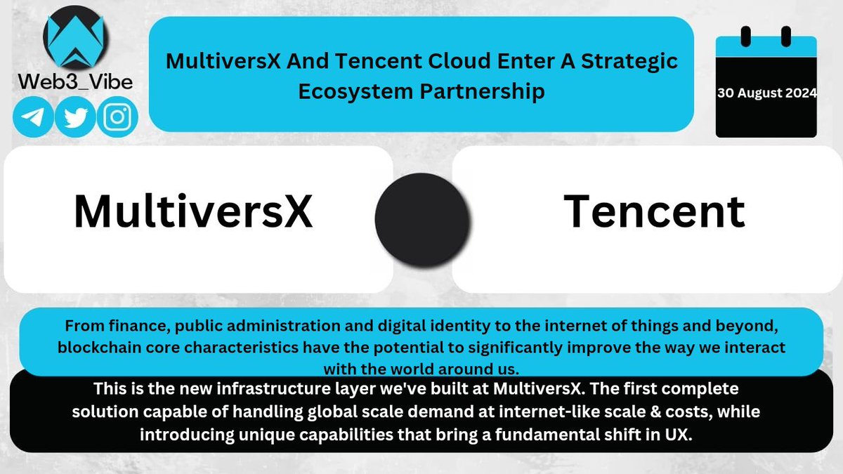 MultiversX has announced its strategic collaboration with Tencent Cloud, the cloud business of the technology company Tencent.

multiversx.com/blog/multivers…