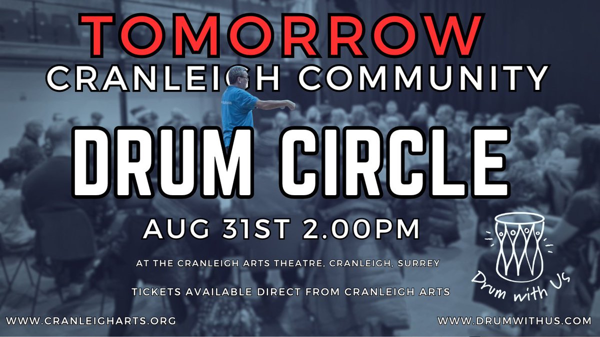 raydrumwithus's tweet photo. Blatant self promotion incoming. Cranleigh Community Drum Circle tomorrow at 2.00pm. Tickets availble direct from @cranleigharts or on the door. https://t.co/K33mhW4IQ9