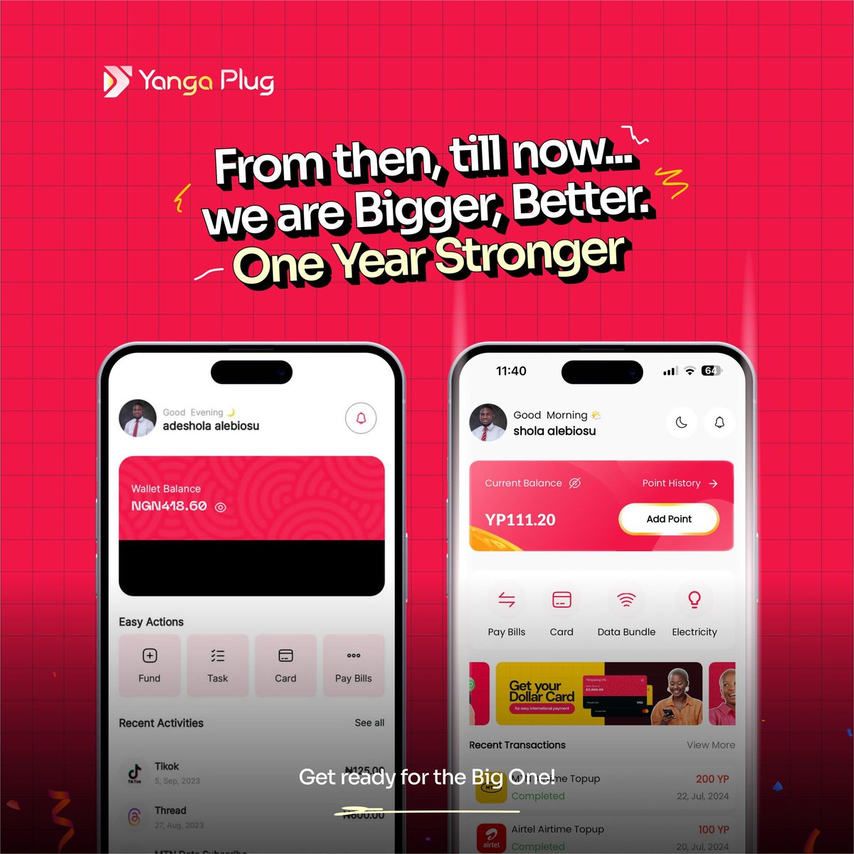 yangaplug's tweet photo. We’ve grown so much in just a year, and the best is yet to come.
Get ready for something epic, the Big one is right around the corner!
#YangaplugAnniversary
#OneYearStronger
#bigthingsahead https://t.co/QzdxIv89Ng