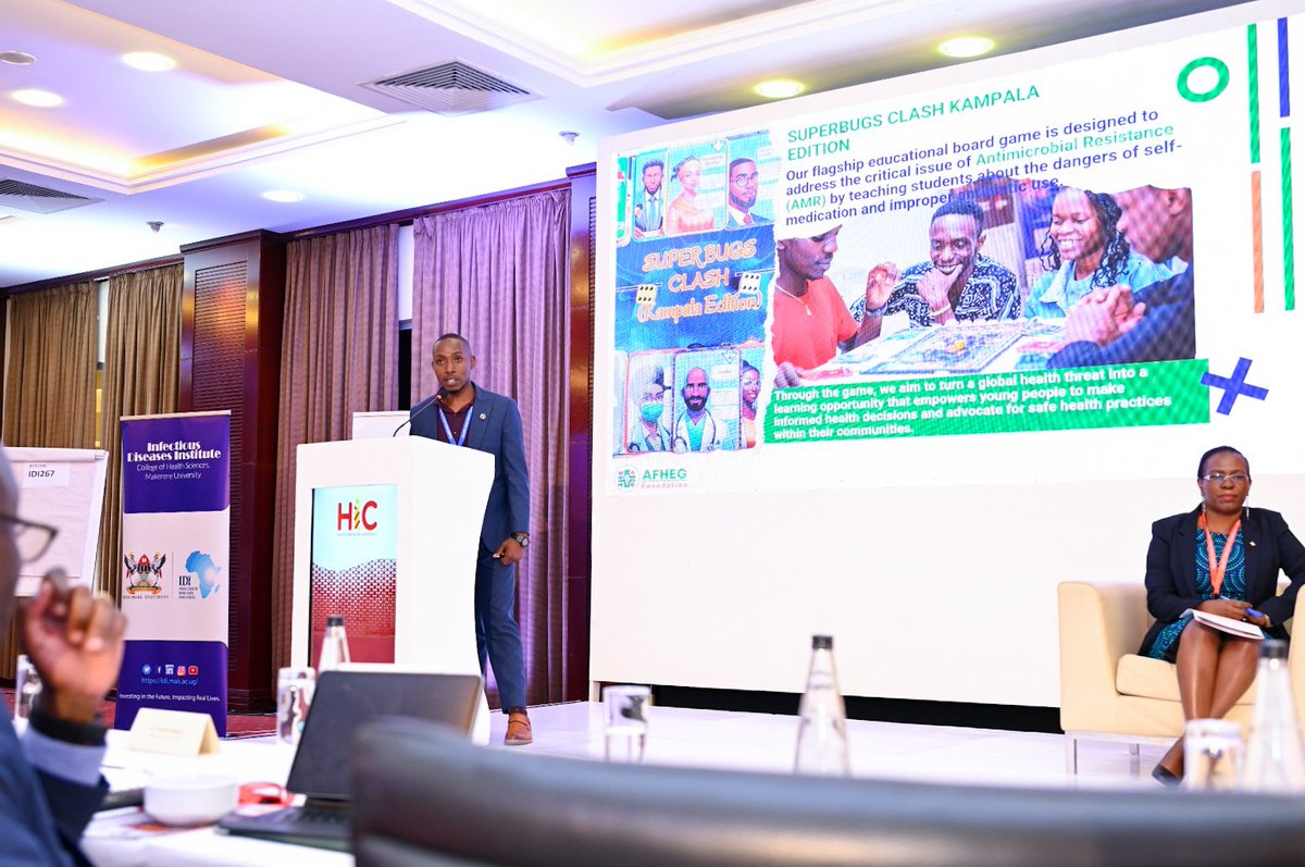 phillipmwebaza's tweet photo. I recently had the opportunity to present an abstract on"Leveraging Games for Enhanced Health Education" at the 5th #HIC2024 by 
 @IDIMakerere &amp;  @TheAcademy_IDI.

I showcased @AFHEGFoundation's health education gamified approach through using the #SuperbugsClash as a case study. https://t.co/if6IhZyJSt