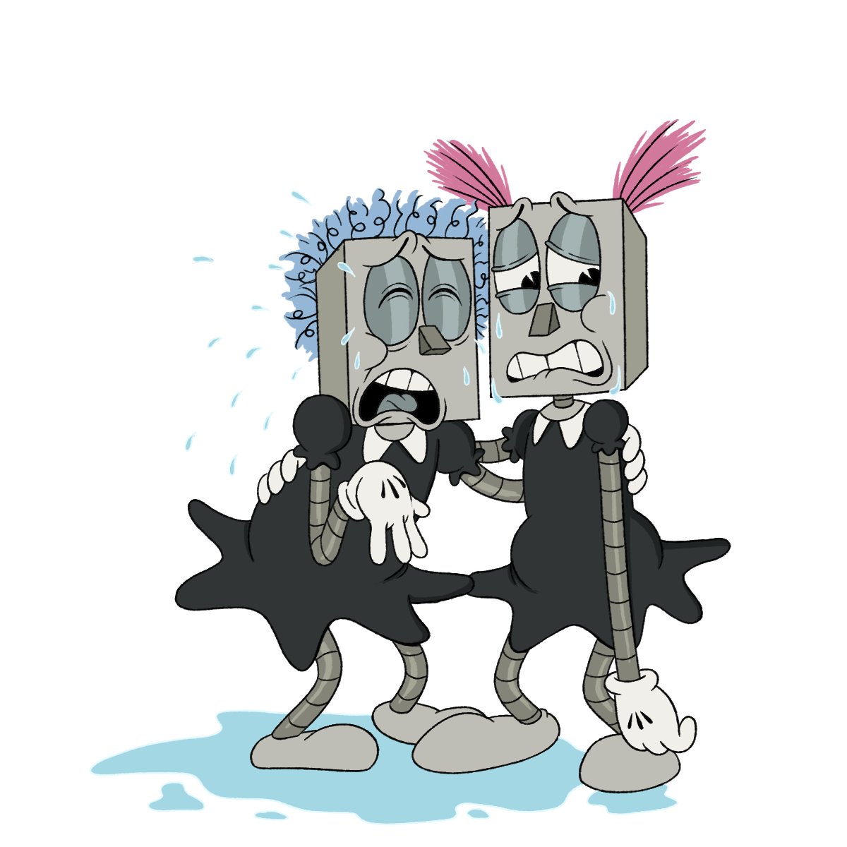 rocky_robot's tweet photo. @peachykip Bang and Clash aren't taking the funeral too well...who knew robots could even cry? https://t.co/de74aJwXNJ