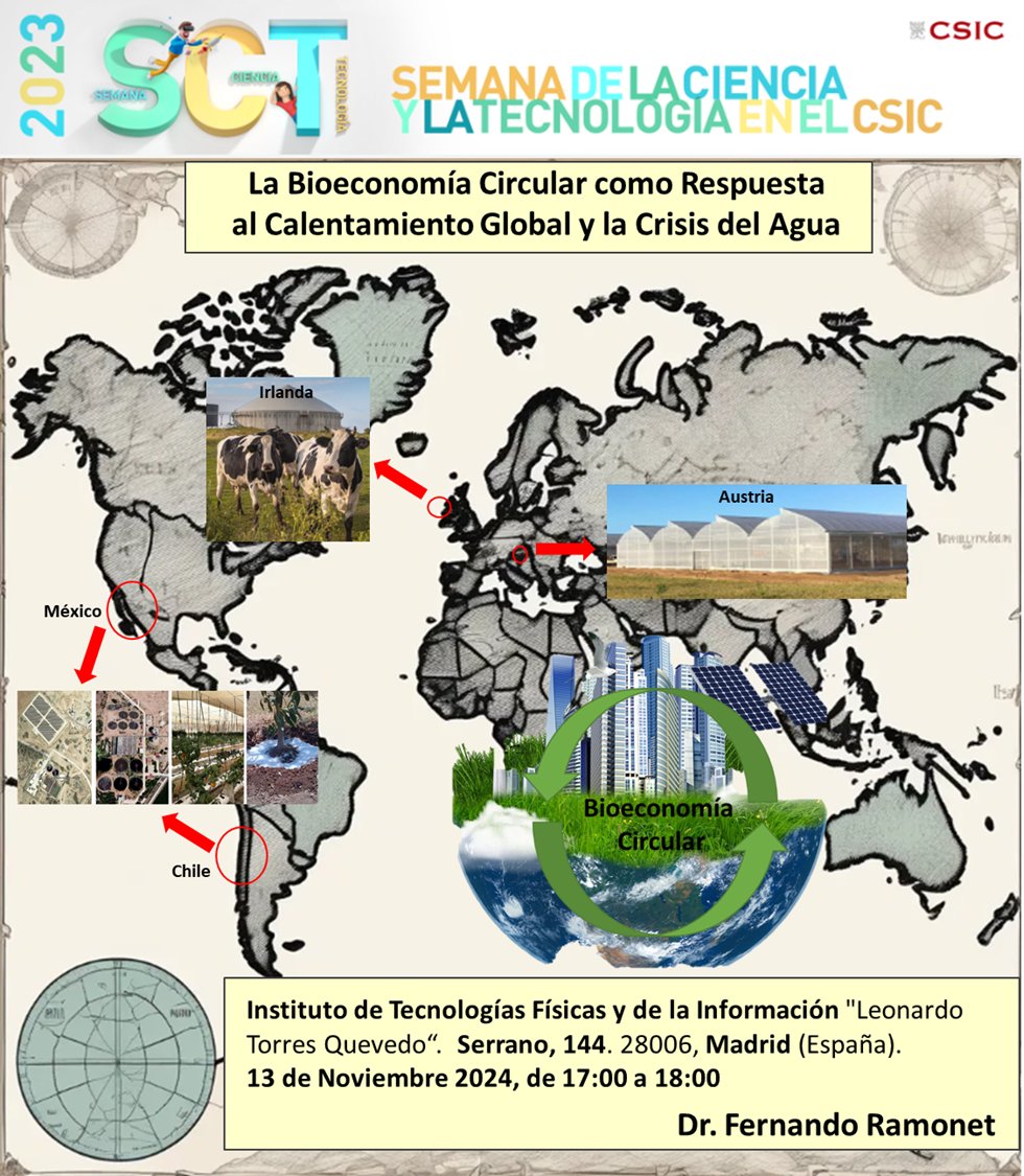 BFramonet's tweet photo. Join me at CSIC's Science Week! 🌍💧 "From Science to Action: Circular Bioeconomy vs. Global Warming &amp; Water Crisis" 🗓 Nov 13, 17:00 📍Serrano 144, Madrid https://t.co/sbEoscvOAX