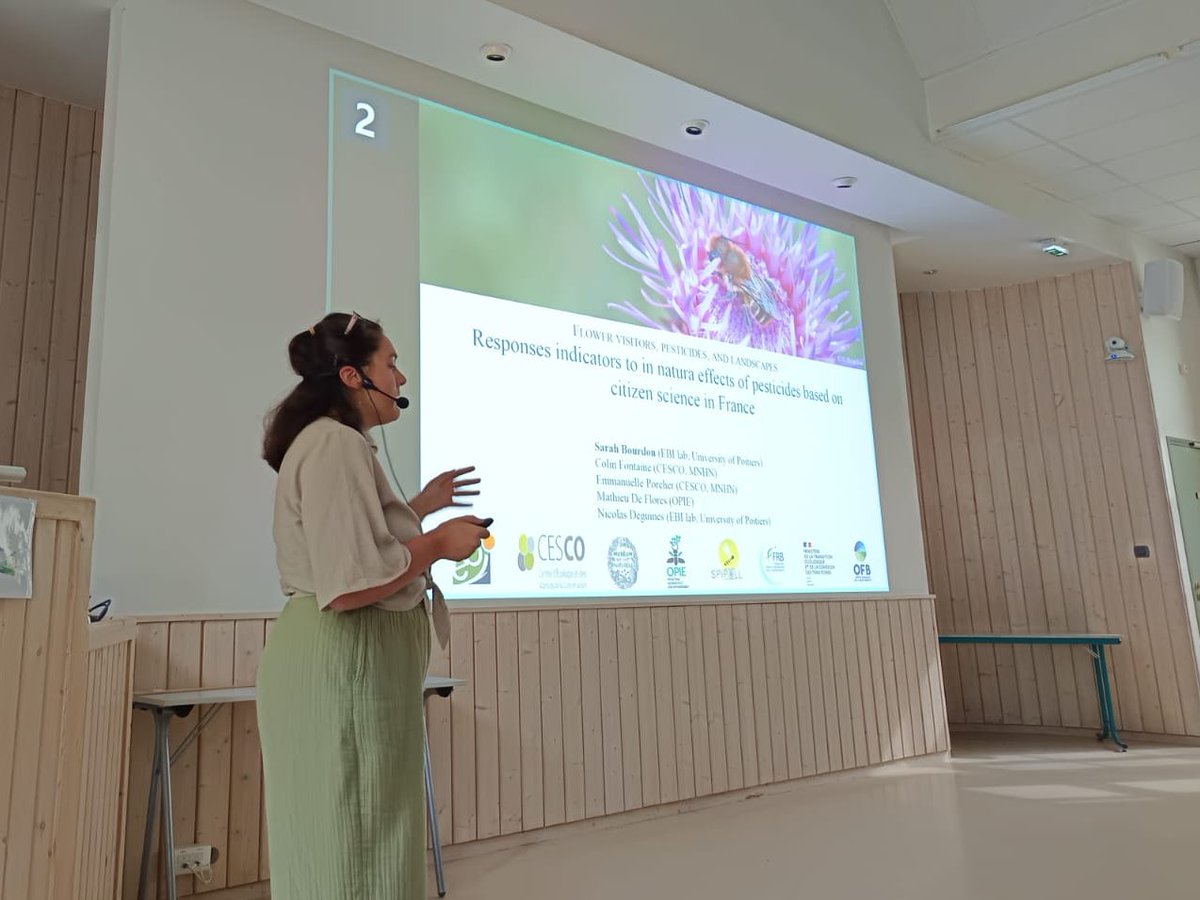 #ecobhrv2024 #Agroecology Do you know the impact of pesticides on pollinators🐝? Sarah Bourdon from @univPoitier will present her work based on in-natura data collected as part of a citizen science programme.