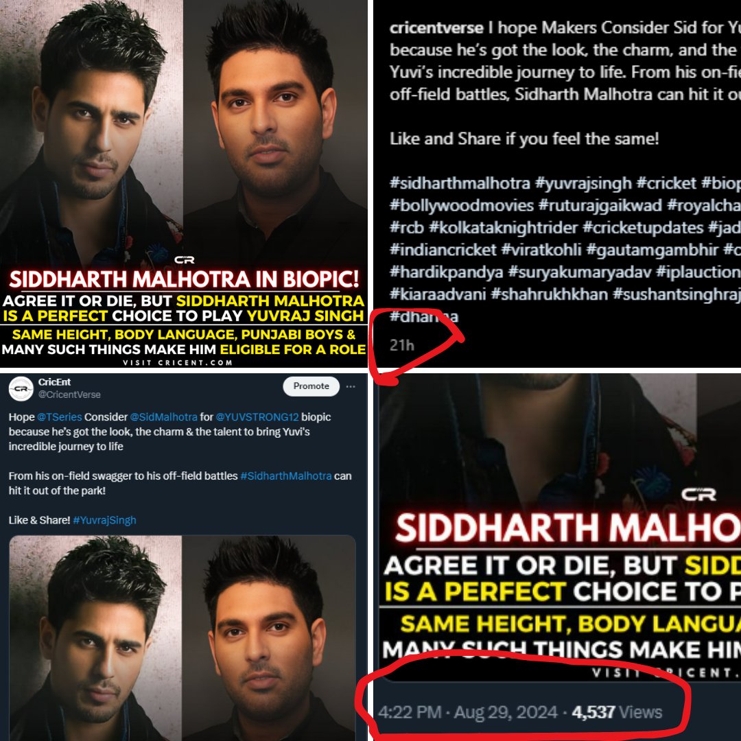 CricentVerse's tweet photo. Nonetheless, we’re glad to set trends and see our thoughts reflected in such esteemed platforms because, at the end of the day, it’s all about celebrating the stories that inspire us all
#SidharthMalhotra #YuvrajSingh #Bollywood #YuvrajSinghBiopic #WeSaidItFirst #BiopicBuzz https://t.co/4MrpRJ8ekj
