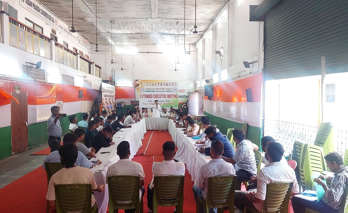 INCAssam's tweet photo. Assam PCC President Shri @BhupenKBorah addressed the State Execuitive meeting of @NSUIAssam, presided by @_KrishanuBaruah at Guwahati Rajiv Bhawan today. https://t.co/rCWEpkIpgk