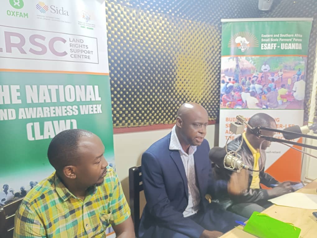 ESAFFUG's tweet photo. UPDATE: DAY 5 OF THE LAND AWARENESS WEEK!

Today marks the Climax of the #LandAwarenessWeek24. This morning, we held a radio talk show at R-FM in Iganga district. During the talk show, we discussed the manipulation of small-scale land owners by the Sugarcane Out-growers Scheme which has lost control on land usage in relation to food production.

Our National Chairperson highlighted the need to adopt the Large Scale Land Based Investment (LSLBI) Tracking Tool and Investor Compliance Monitoring Tool (ICMT) by local government and citizens in the region to address issues of land grabbing and ensure meaningful investments on land.

After the radio talk show, we join the closing event of the 8th National Land Awareness Week (LAW) at the Iganga district headquarters . This event is being attended by different land actors and stakeholders. At this event, feedback from the communities will be shared as well as commitments made by government and different stakeholders to address the land problems highlighted through the week. We are always proud to be part of the Land Awareness Week events.

Even after the #LandAwarenessWeek24 this week, our LAND RIGHTS SUPPORT CENTRE will continue supporting small-scale farmers and citizens in Busoga region. Text your question or inquiry through SMS or WhatsApp to +256 776 892 211 in Lusoga to get instant support.

#LandAwarenessWeek24
#LandRightsSupportCentre
#Land4Women