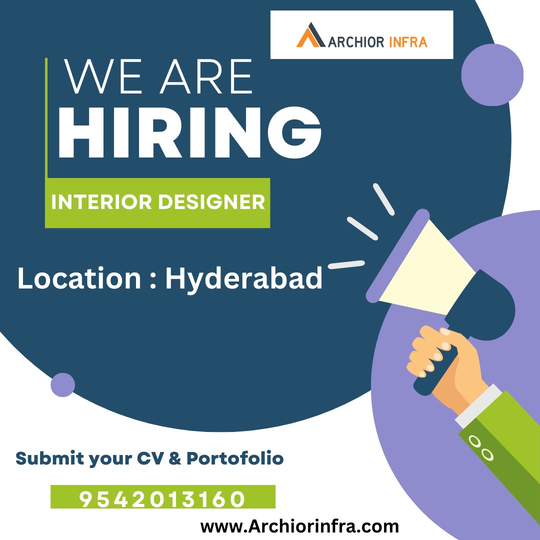 Archiorinfra's tweet photo. We are Hiring Sr. Interior Designer !!
#Hyderabad https://t.co/jFHsq1d2hR