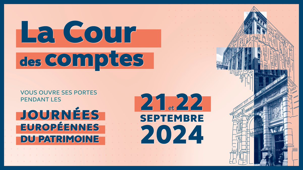 Courdescomptes's tweet photo. Les #JournéesEuropéennesduPatrimoine sont bientôt de retour 🤩

La Cour des comptes aura le plaisir de vous accueillir cette année encore pour vous faire découvrir son patrimoine, son histoire et ses missions !

ℹ️Entrée libre, sans réservation

⏰De 10h30 à 17h30 https://t.co/33qPBYeooZ