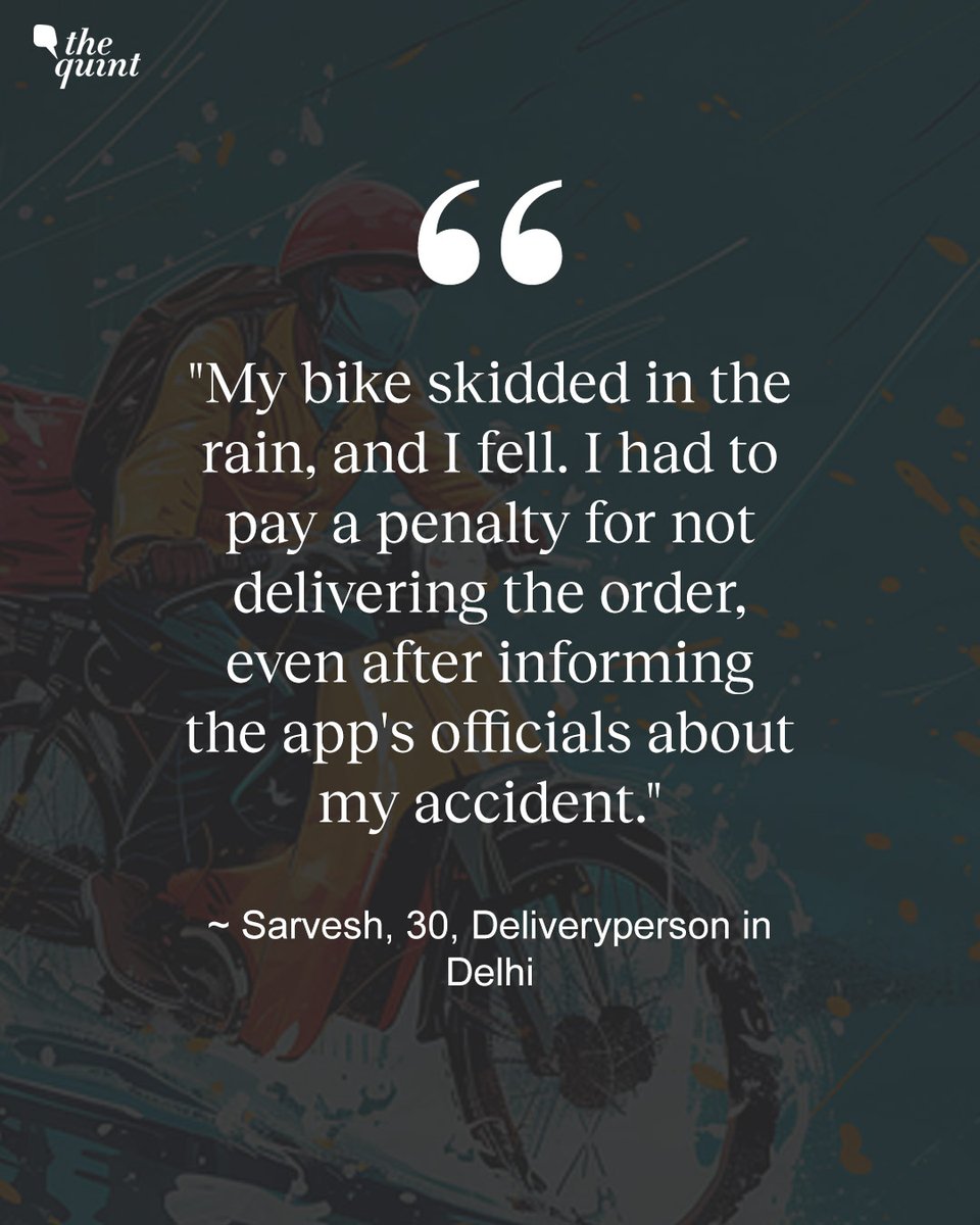 aakriti_handa's tweet photo. Q1. Who is to be held accountable when a deliveryperson meets with an accident while delivering an order because his bike skidded after it hit a pothole on a waterlogged road?
A1. The deliveryperson 
How? Read my story for @TheQuint here: https://t.co/dRA2pnltnS https://t.co/Hrf0ZYVdZ9