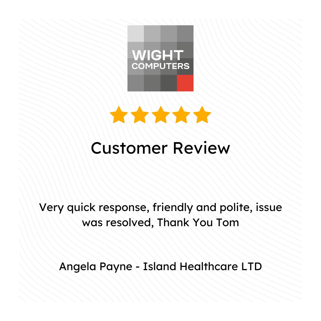 Tom's the kind of tech support you wish you could clone! Angela Payne from Island Healthcare Ltd gives a speedy thumbs up for his fast and friendly service. Thanks, Angela, Tom's on a roll! 🚀💻
#WightComputers #QuickFix #HappyCustomers #FeedbackFriday